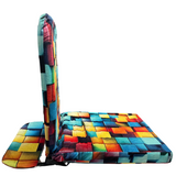Kawachi Advance Portable Meditation Floor Chair, Study, Reading and Pooja Chair, Foldable Back Support, Multicoloured Checkered Pattern- i131-Velvet 3D