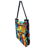 Kawachi Advance Portable Meditation Floor Chair, Study, Reading and Pooja Chair, Foldable Back Support, Multicoloured Checkered Pattern- i131-Velvet 3D