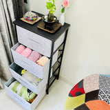Kawachi 4 Drawer Chest Fabric Storage Organizer Unit for Small Dresser Cloth Drawer Closet Wenge BlackKW97
