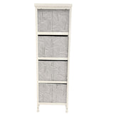 Kawachi 4 Drawer Chest Fabric Storage Organizer Unit for Small Dresser Cloth Drawer Closet Warm White KW97