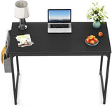 Kawachi 32 Inch Computer Desk, Small Desk, Office Desk with Hook and Pocket, Modern Home Office Desk, Writing Desk, PC Desk, Black KW111