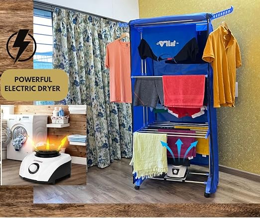 Kawachi Tier Electric Clothes Dryer Stand Stainless Steel Pipe Indoor  1200W Large Capacity 20kg Wet Laundry Air Drying Wardrobe- KW121