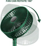 Kawachi Folding Fan Quiet 3- Speed Wind Highly Stretchable Simulated Natural Wind 180 ° Adjustment Battery Powered or USB Powered Home Desk Bedroom Portable Travel Mini Decorative Fan- KAWY-6-Green