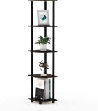 Kawachi Multipurpose 5-Tier Corner Shelf Rack, Bookshelf, Open Storage Display Rack and Plant Stand, Bookshelf Organizer for Home, Living Room and Office KW83brown