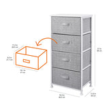 Kawachi 4 Drawer Chest Fabric Storage Organizer Unit for Small Dresser Cloth Drawer Closet Warm White KW97