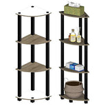 Kawachi Multipurpose 4-Tier Corner Shelf Rack, Bookshelf, Open Storage Display Rack and Plant Stand, Bookshelf Organizer for Home, Living Room and Office KW82 brown