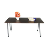 Kawachi Engineered Wood Rectanguler Centre Coffee Table, Tea Table for Living Room with Metalic Gray Hairpin Leg KW102  New Walnut