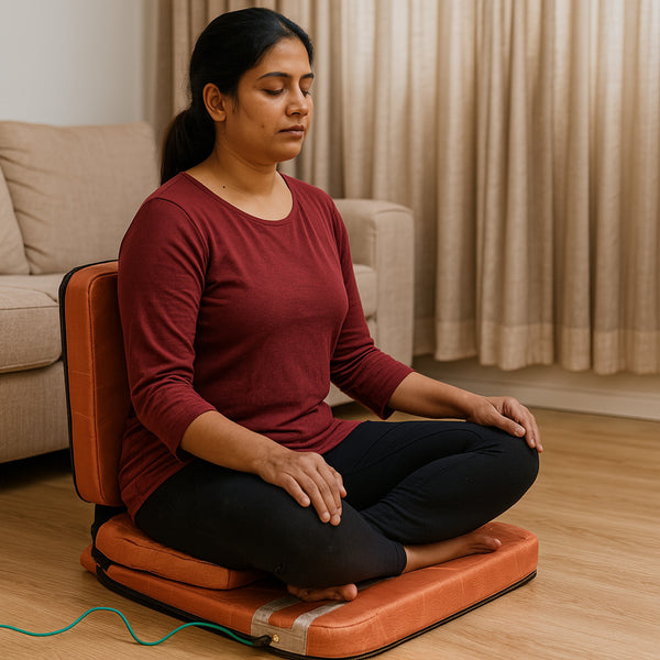 Kawachi Zero Volt Zen Grounding Meditation Chair | Improves Posture, Comfort & Sleep | Ergonomic Design for Yoga Meditation and Pooja- KW130-Coper