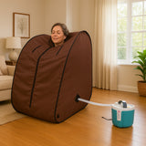 Kawachi Portable Steam Therapy Sauna Bath Single Layer for Health and Beauty Spa at Home- i140-Chocolate Brown-CP