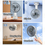 Kawachi 3-Speed 360° Rotating USB Rechargeable Wireless Electric Portable Clip Fan Handy Camping Desktop Office Table Cooling Fan- KAWY-7-White