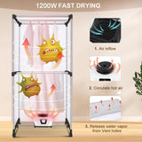 Kawachi Electric Clothes Dryer Stainless Steel Pipe Portable Energy-Efficient Indoor 1200W Large Capacity 20kg Wet Laundry Air Drying Wardrobe- KW116-Blue