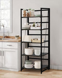 KAWACHI 5 Tier Bookshelf, Storage Shelves Bookcases Organizer KW112-Black