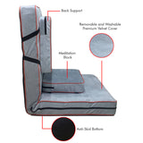 Kawachi Delux 5 Angle Recliner Folding Adjustable Relaxing Buddha Yoga Meditation Chair Backrest Floor Chair i127grey