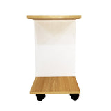 Kawachi Side Table with Storage Shelves, Sofa Couch Coffee End Table Bedside Table Laptop Desk with Wheels KW100-Beige