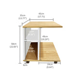 Kawachi Side Table with Storage Shelves, Sofa Couch Coffee End Table Bedside Table Laptop Desk with Wheels KW100-Beige