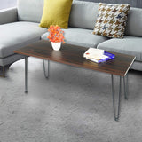 Kawachi Engineered Wood Rectanguler Centre Coffee Table, Tea Table for Living Room with Metalic Gray Hairpin Leg KW102  New Walnut