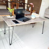 Kawachi Engineered Wood Rectanguler Centre Coffee Table, Tea Table for Living Room with blak Hairpin Leg Rustic Gold MarbleKW102