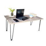 Kawachi Engineered Wood Rectanguler Centre Coffee Table, Tea Table for Living Room with blak Hairpin Leg Rustic Gold MarbleKW102