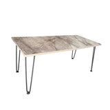 Kawachi Engineered Wood Rectanguler Centre Coffee Table, Tea Table for Living Room with blak Hairpin Leg Rustic Gold MarbleKW102