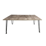 Kawachi Engineered Wood Rectanguler Centre Coffee Table, Tea Table for Living Room with blak Hairpin Leg Rustic Gold MarbleKW102