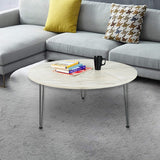 Kawachi Engineered Wood  Round Centre Table Tea, Coffee Table for Living Room with Metal Hairpin Leg Caspio Grey kw103