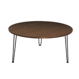 Kawachi Engineered Wood  Round Centre Table Tea, Coffee Table for Living Room with Metal Hairpin Leg Caspio Grey kw103