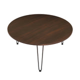 Kawachi Engineered Wood  Round Centre Table Tea, Coffee Table for Living Room with Metal Hairpin Leg Caspio Grey kw103