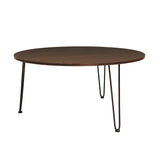 Kawachi Engineered Wood  Round Centre Table Tea, Coffee Table for Living Room with Metal Hairpin Leg Caspio Grey kw103