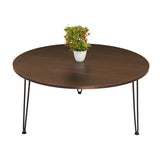 Kawachi Engineered Wood  Round Centre Table Tea, Coffee Table for Living Room with Metal Hairpin Leg Caspio Grey kw103