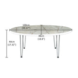 Kawachi Engineered Wood Ovel Shape Centre Table Tea/Coffee Table for Living Room with Metal Hairpin Leg Caspio Grey Model no kw104