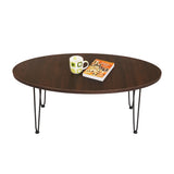 Kawachi Engineered Wood Ovel Shape Centre Table Tea/Coffee Table for Living Room with Metal Hairpin Leg Wall Nut Model no kw104