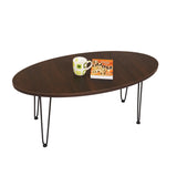 Kawachi Engineered Wood Ovel Shape Centre Table Tea/Coffee Table for Living Room with Metal Hairpin Leg Wall Nut Model no kw104