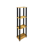 Kawachi 4-Tier Corner Shelf Rack, Bookshelf, Open Storage Display Rack and Plant Stand, Bookshelf Organizer  KW105 Beige
