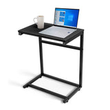 Kawachi C Shaped End Table 26 inches High Laptop Table, Side Table for Couch Slide Under, C Table Sofa Side End Table KW113-Black