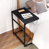 Kawachi C Shaped End Table 26 inches High Laptop Table, Side Table for Couch Slide Under, C Table Sofa Side End Table KW113-Black