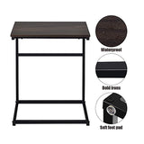 Kawachi C Shaped End Table 26 inches High Laptop Table, Side Table for Couch Slide Under, C Table Sofa Side End Table KW113-Black