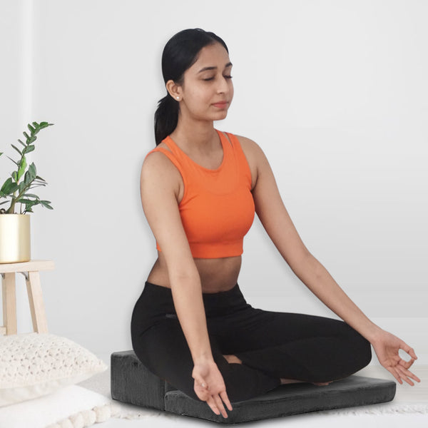Kawachi Yoga Meditation Floor Chair Seat Cushion Pillow, High-Density Foam Yoga Block -KW115