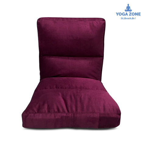 Kawachi Reclining Floor Chair for Living Room, Meditation Chair, Adjustable Back Rest with 5 Position Lock-in, Back Support, Maintain Posture While Sitting on Floor chair-KW122-Maroon