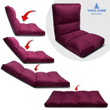 Kawachi Reclining Floor Chair for Living Room, Meditation Chair, Adjustable Back Rest with 5 Position Lock-in, Back Support, Maintain Posture While Sitting on Floor chair-KW122-Maroon