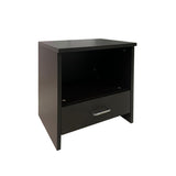 Kawachi Engineered Wood Sofa Side End Bedside Table with Drawer  KW16 Wenge Black