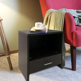 Kawachi Engineered Wood Sofa Side End Bedside Table with Drawer  KW16 Wenge Black