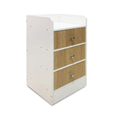 Kawachi Modern Home Bedroom Bedside Table Storage Cabinet with 3 Drawers KW23-White-BD