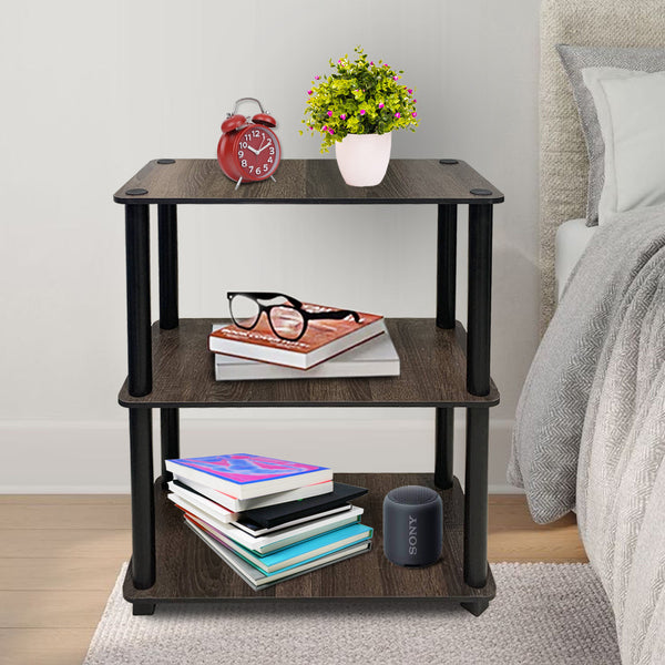 Kawachi Wooden 3-Tier Multi-Purpose Kitchen Accessories Items Storage Rack Shelf Orgnizer Home Kitchen Office Display Rack KW79brown