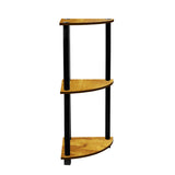 Kawachi Multipurpose 3-Tier Corner Shelf Rack, Bookshelf, Open Storage Display Rack and Plant Stand, Bookshelf Organizer for Home, Living Room and Office KW81 Beige