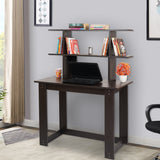 Kawachi Woodit Laptop Table/Study Table/Wooden Computer Desk with Bookshelf (Wenge Brown) KW92