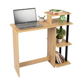 Kawachi Home Compact Laptop Table Notebook Computer Desk with Printer, Book, Files Shelves KW95-Beige