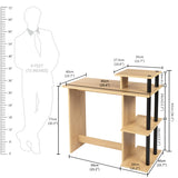 Kawachi Home Compact Laptop Table Notebook Computer Desk with Printer, Book, Files Shelves KW95-Beige