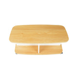 Kawachi Wooden Movable Centre Coffee Table, Tea Table for Living Room Storage Shelf Sofa Side Table with Wheels Beige KW98
