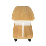 Kawachi Wooden Movable Centre Coffee Table, Tea Table for Living Room Storage Shelf Sofa Side Table with Wheels Beige KW98