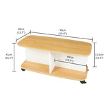 Kawachi Wooden Movable Centre Coffee Table, Tea Table for Living Room Storage Shelf Sofa Side Table with Wheels Beige KW98